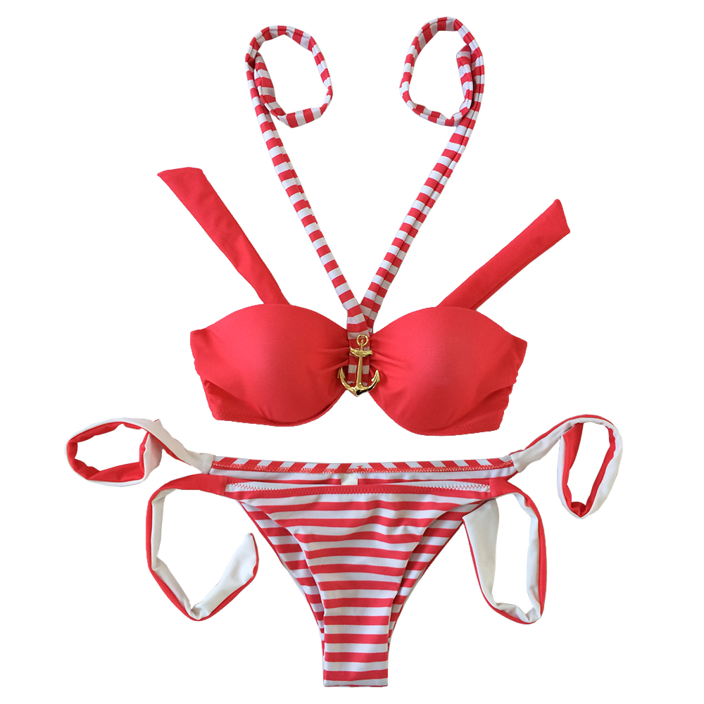 red stripes push up bathing suits dress online