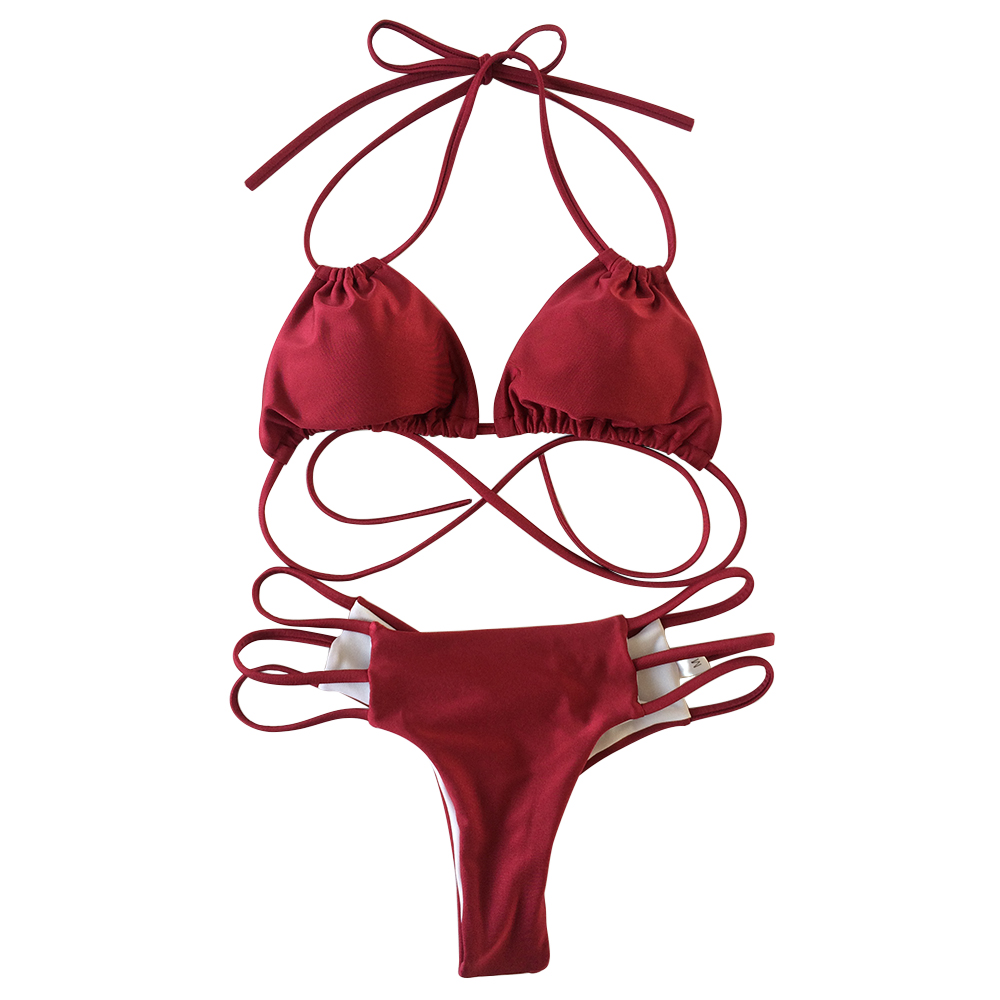 red micro bikini top and bottom sale online
