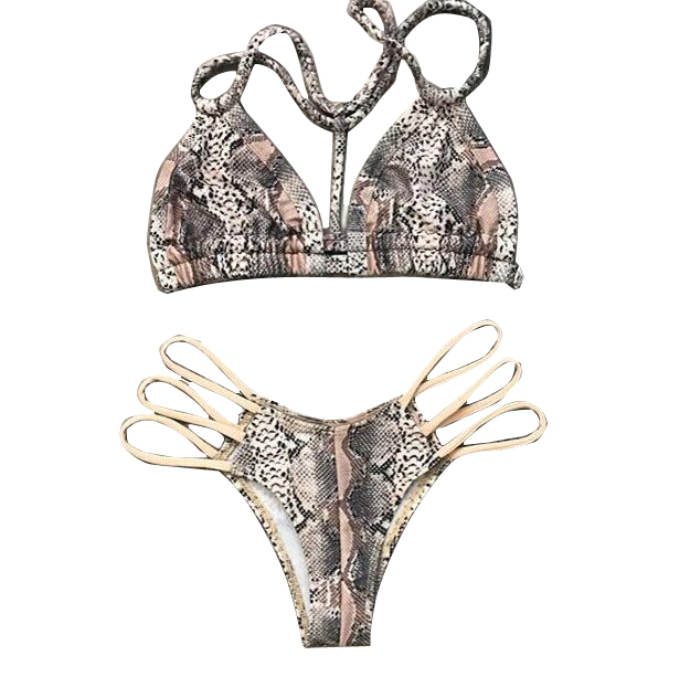 sexy printed matching clear string bikini beach sets