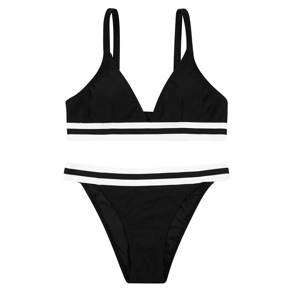 OEM Wholesale elastic band black bikini set top 
