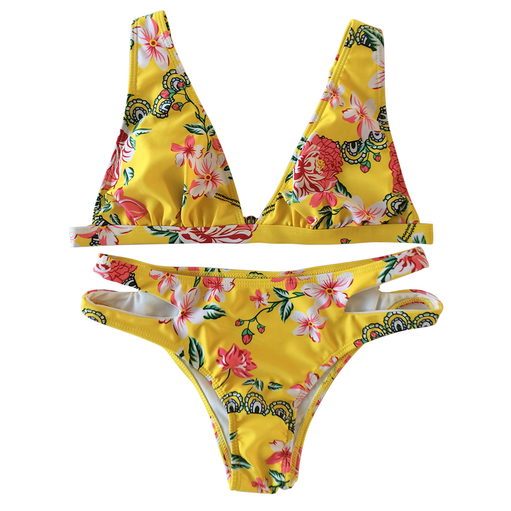 OEM Wholesale printed flowers halter bikini