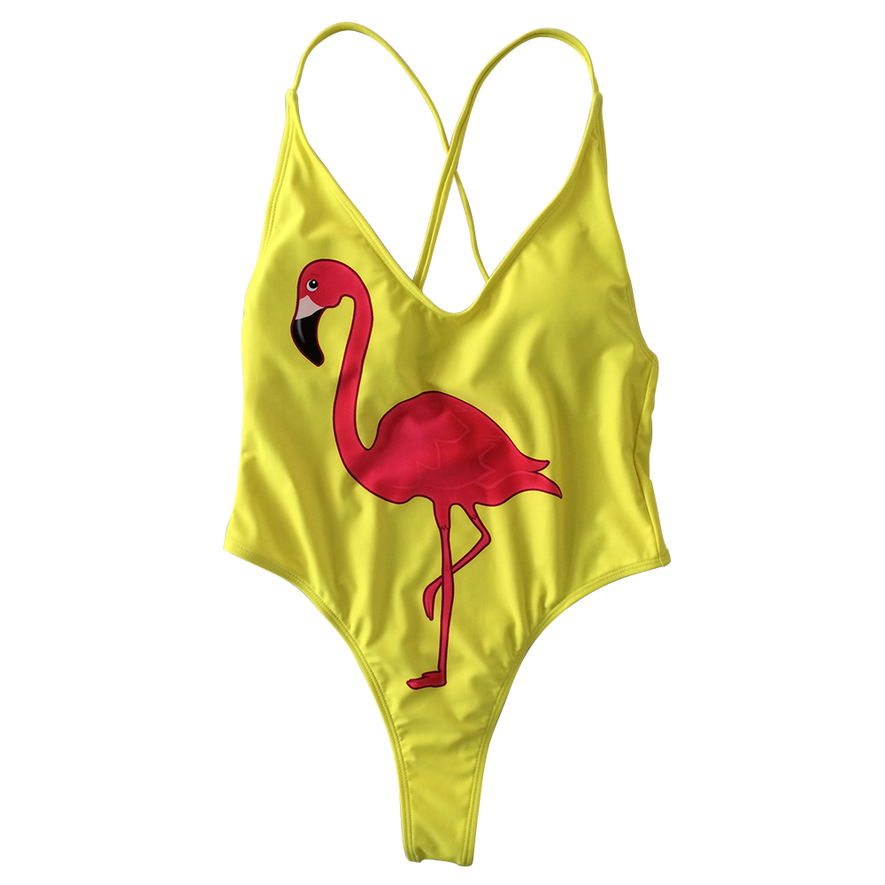 High cutted flamingo womens swimsuits
