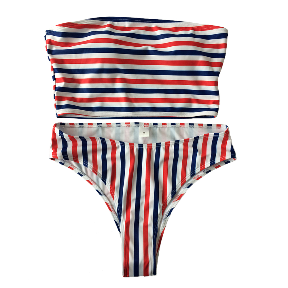 striped swimming costume bandeau swimsuit bikini